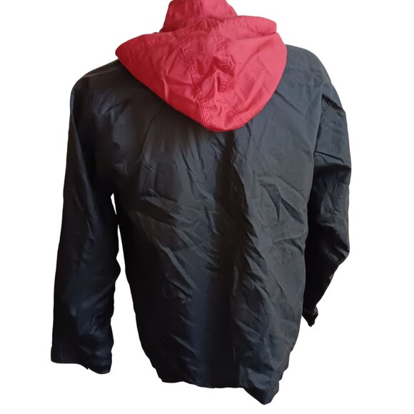 Nike Mens Vtg Windbreaker Jacket 1/2 Zip Small 1990's Black & Red Hooded Swoosh - Picture 3 of 6